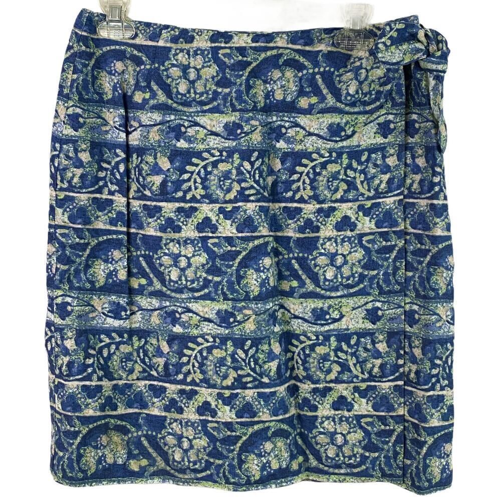 Charter Club Linen Wrap Blue Skirt Size 10